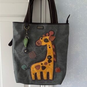 Chala Gray and Yellow Giraffe Tote